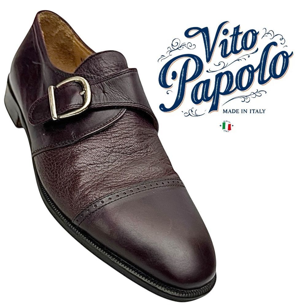 Vito Papolo Mens Shoes Loafers Cap Toe Monk Strap Brown Size 9 Medium Pre-Owned